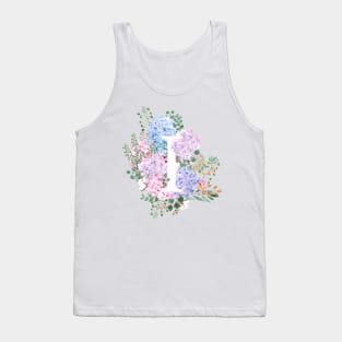 botanical monogram alphabet I hydrangea flowers Tank Top